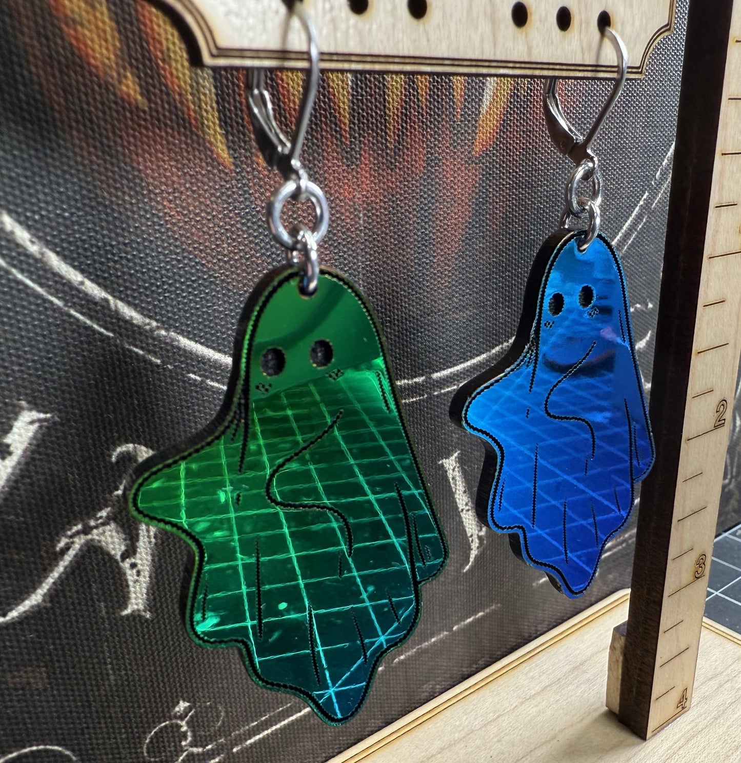 Peacock ghost earrings