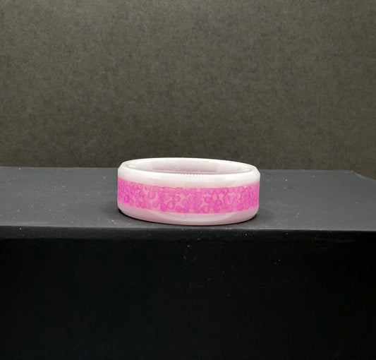 White ceramic pink beads