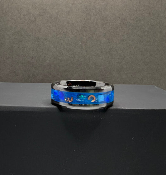 black ceramic neon blue copper