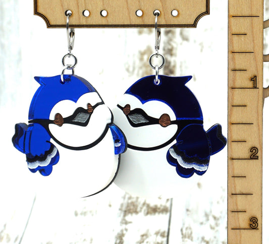 Blue jay earrings