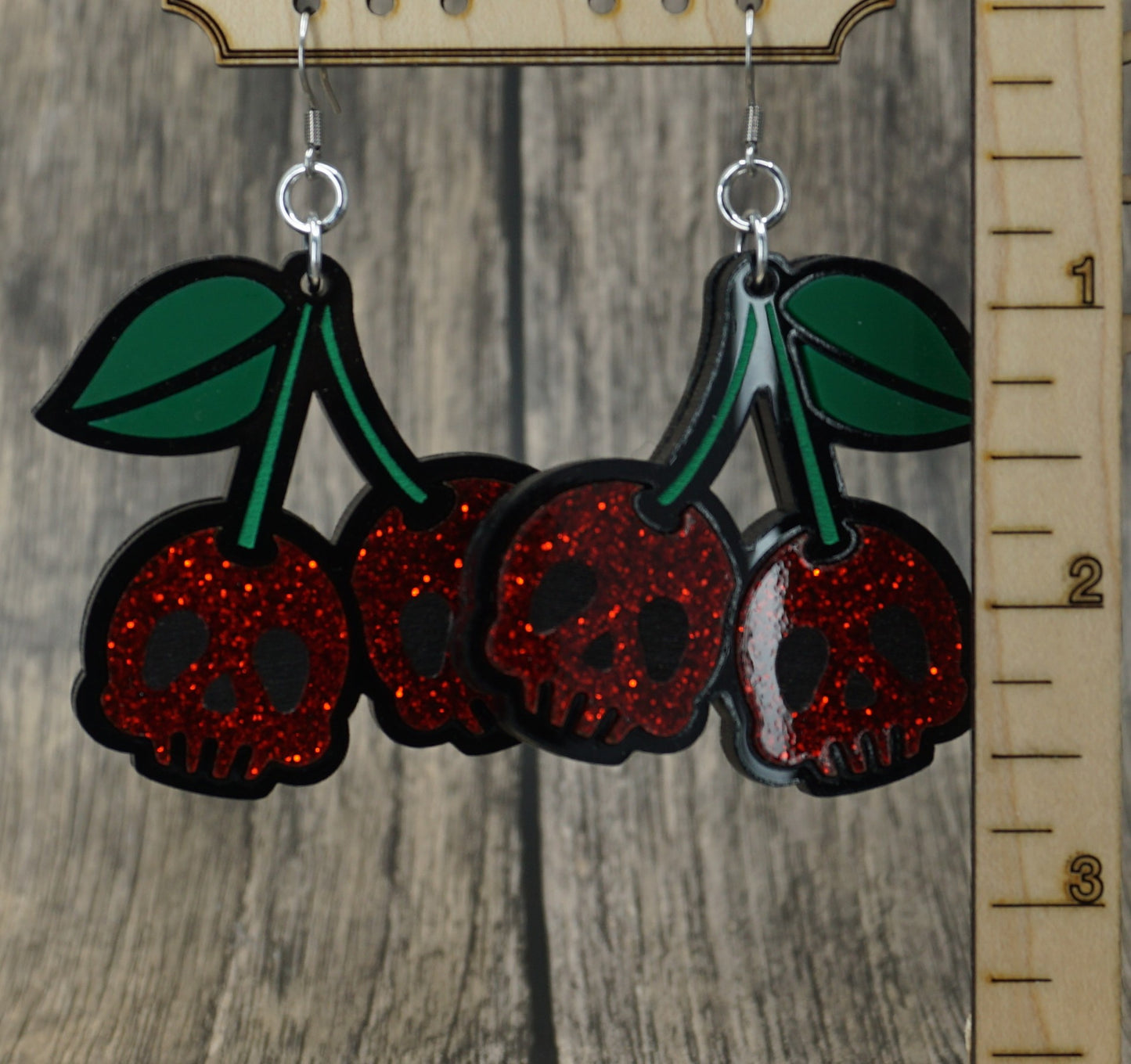 skull cherry earrings