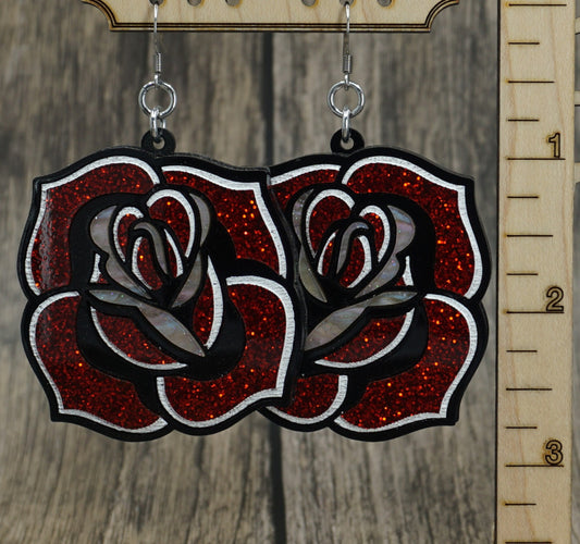 tattoo rose earrings