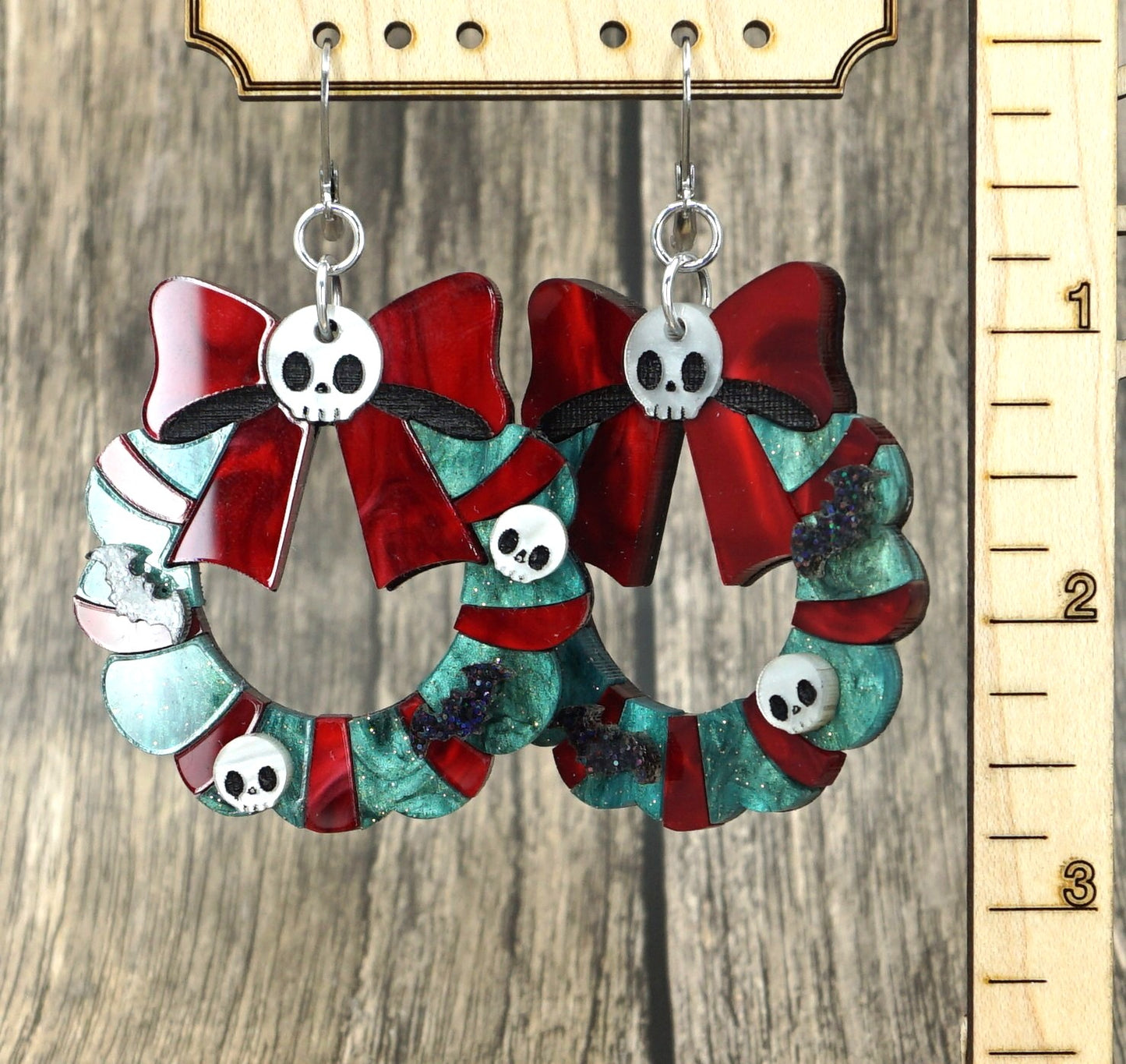 wreath with bats earrings