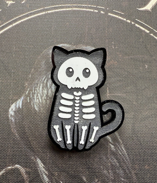 skeleton cat pin