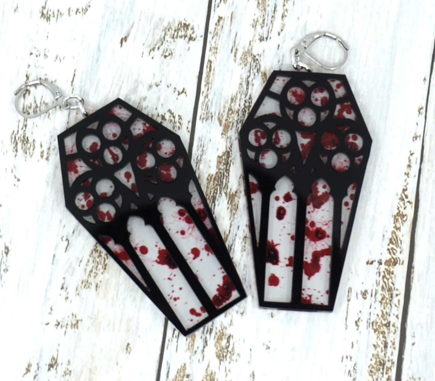 coffin blood round earrings