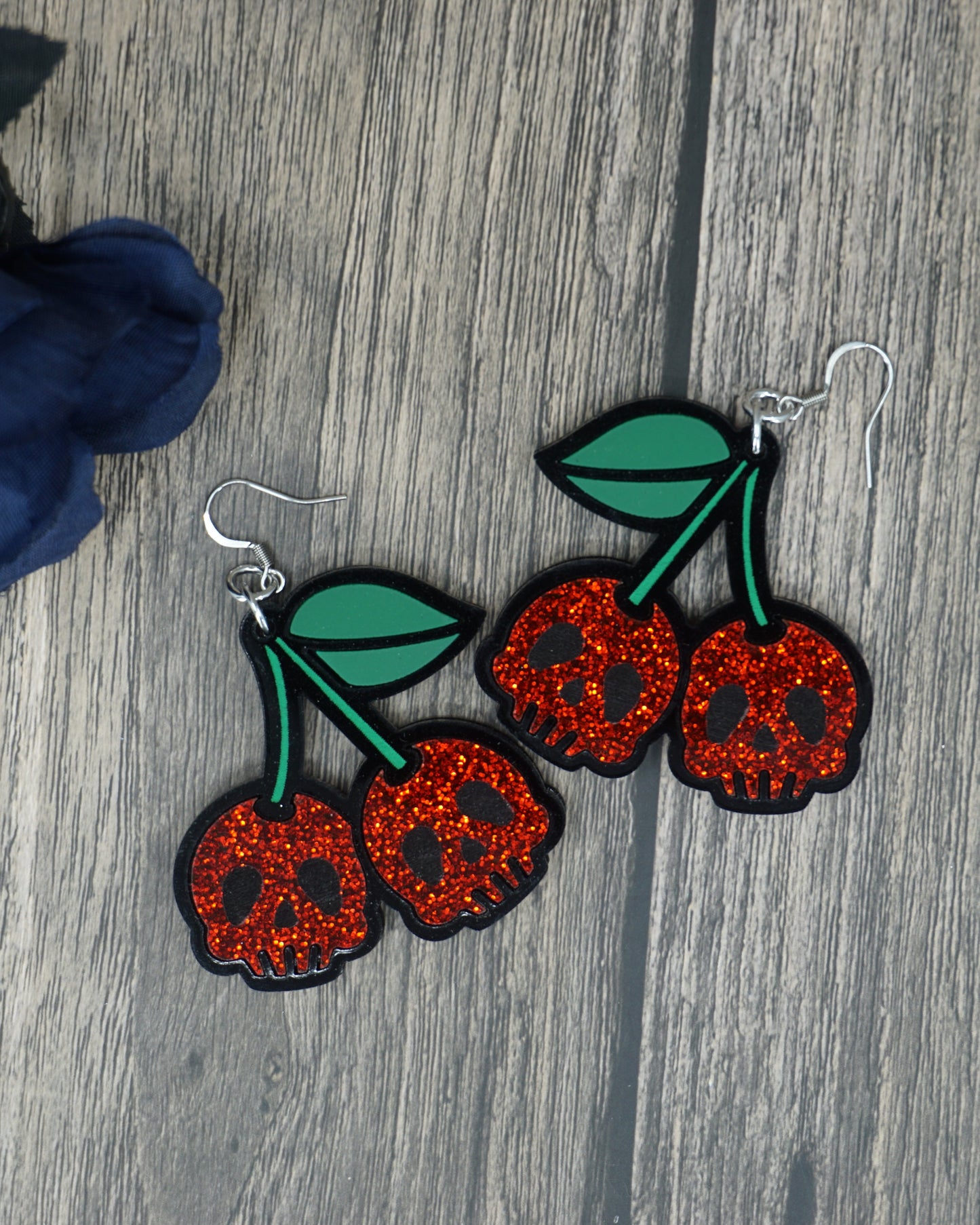 skull cherry earrings