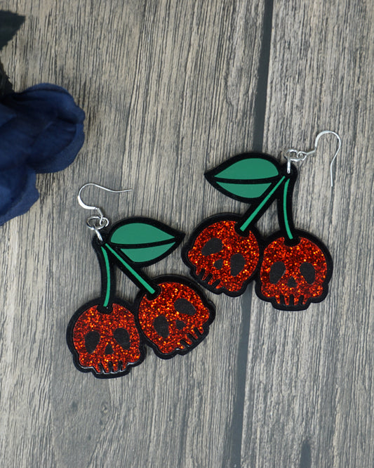 skull cherry earrings