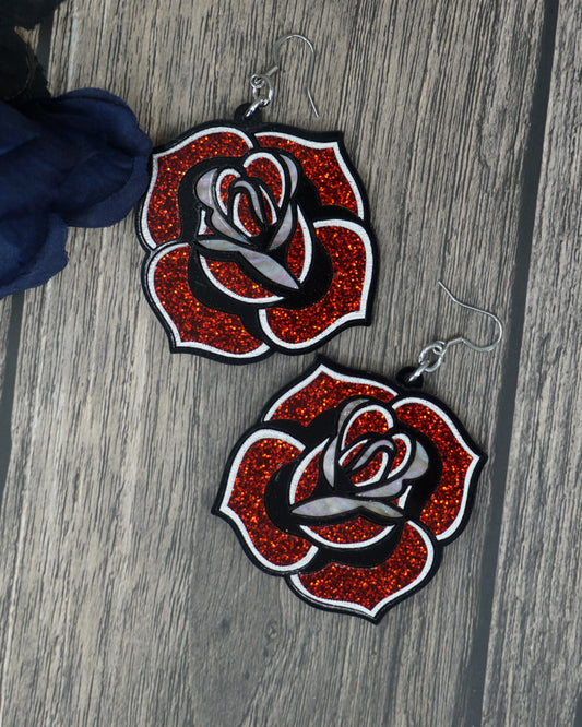 tattoo rose earrings
