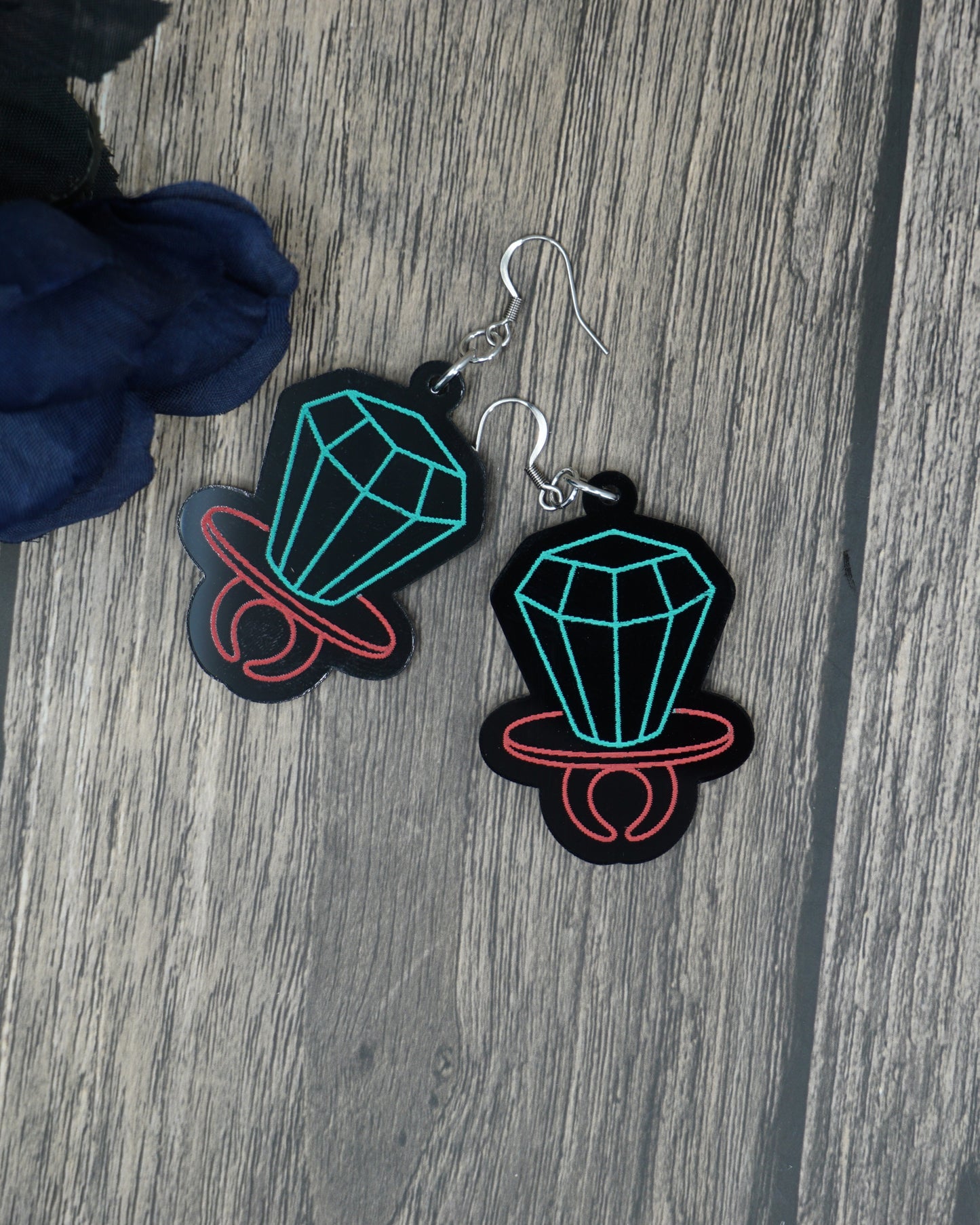 neon ring pop earrings