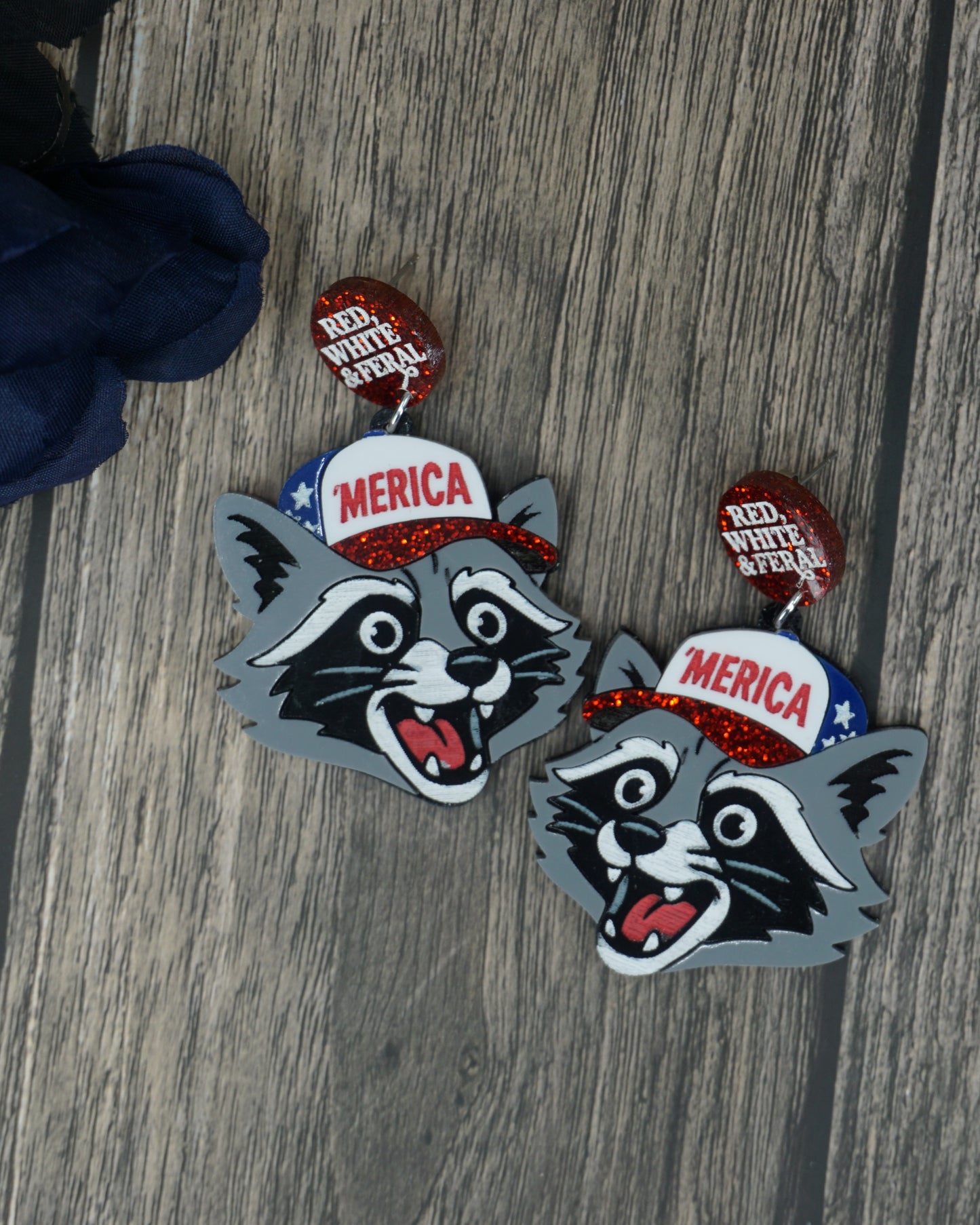 feral racoon earrings