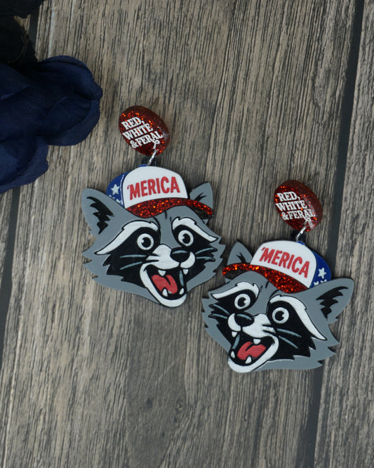 feral racoon earrings