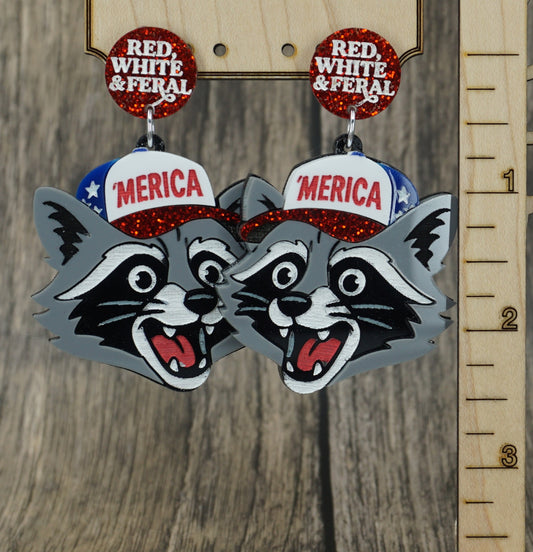 feral racoon earrings