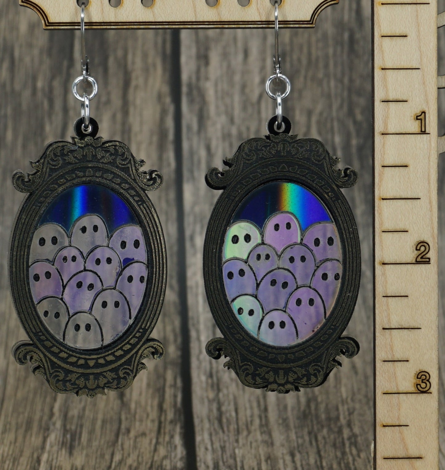 holographic ghost frame earrings