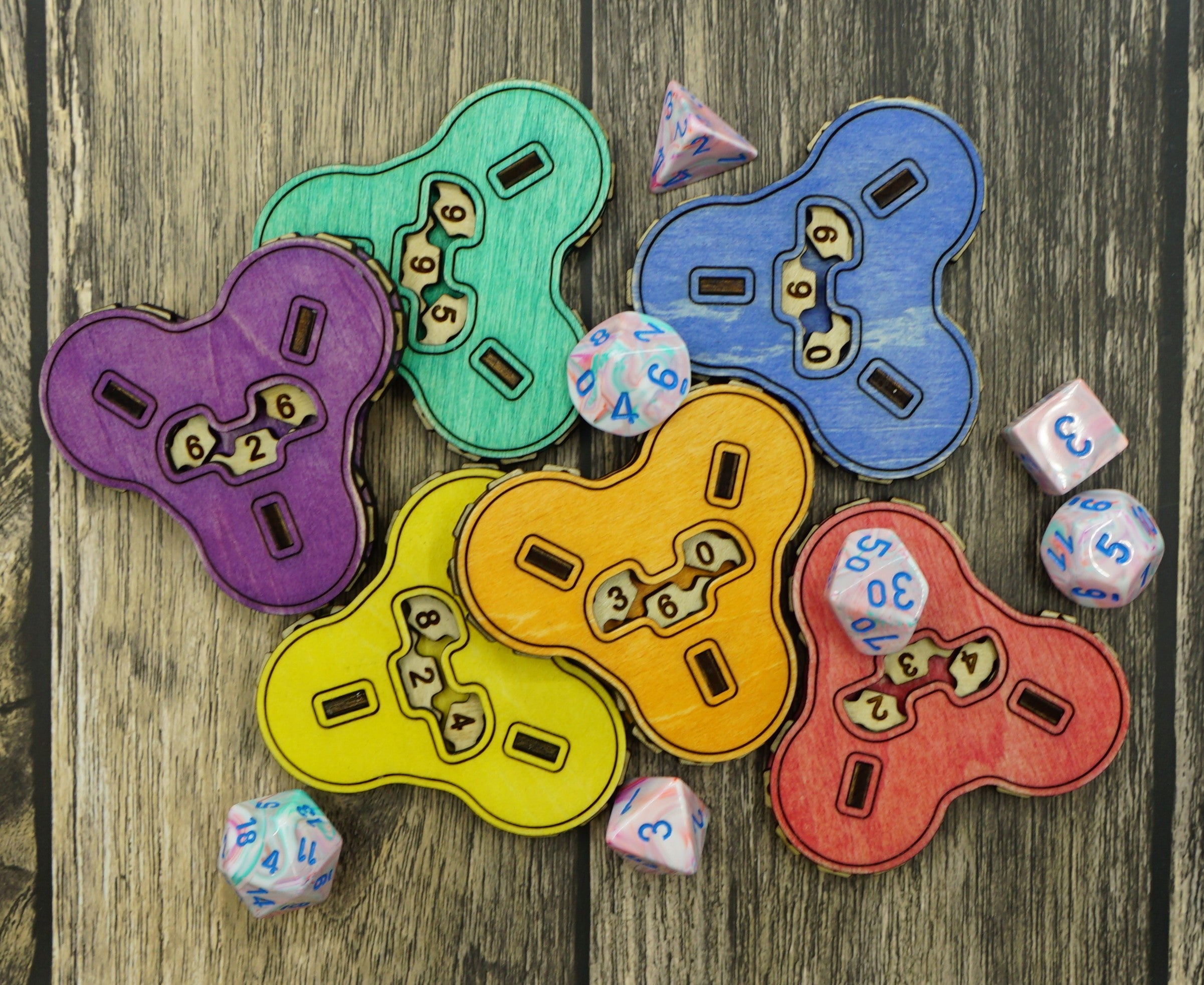 Pink Point Counter Rainbow colored three digit hit point counters – PezzyRings