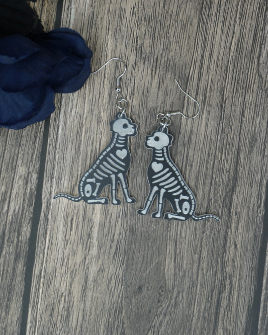 black and white big dog earrings