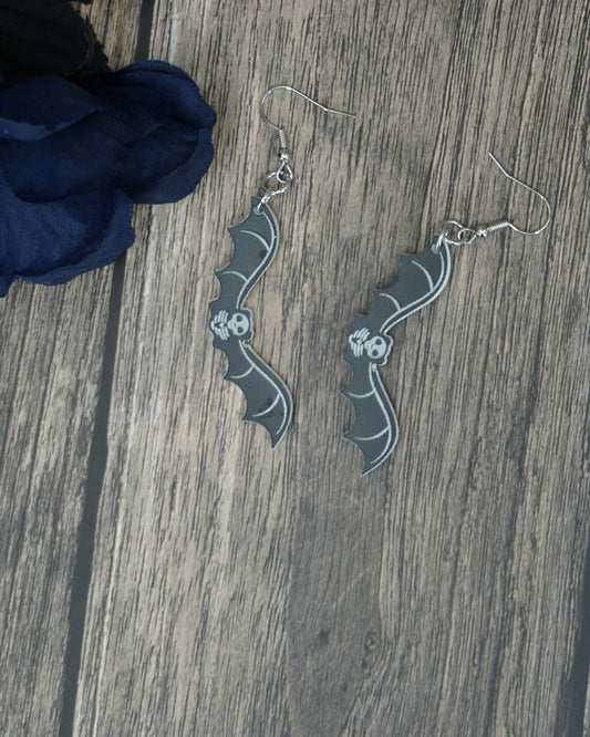 Bat black and white earrings