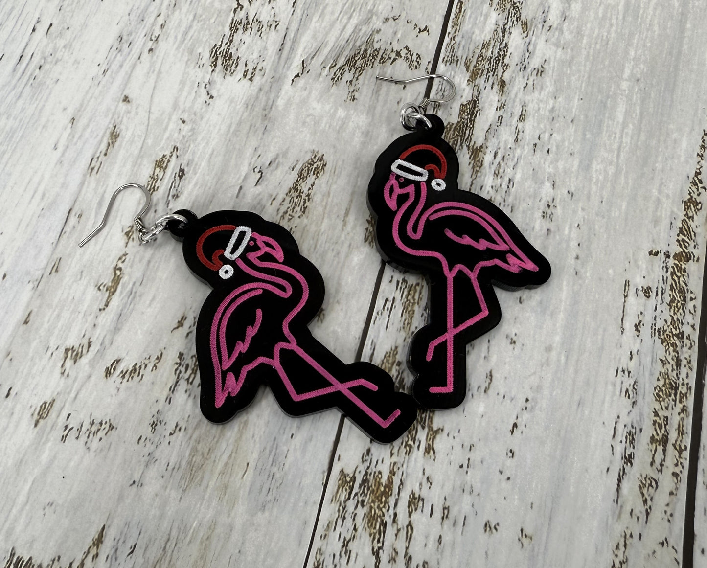 neon flamingos