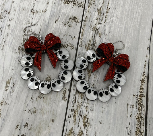 skull wreath with red bow